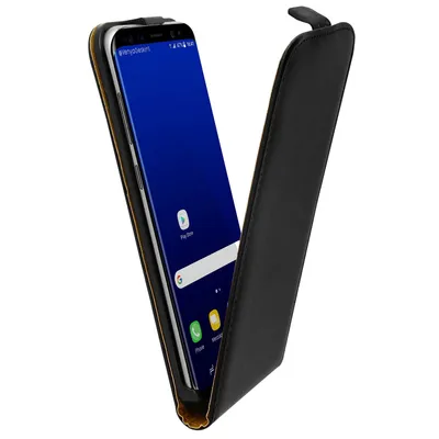 Avizar Vertikale Hülle aus echtem Leder für Samsung Galaxy S8 Plus, Schwarz