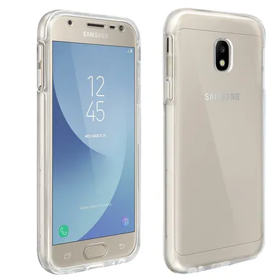 Avizar Schutzhülle aus Silikon und Polycarbonat mit 360°-Transparentschutz für Samsung Galaxy J3 2017
