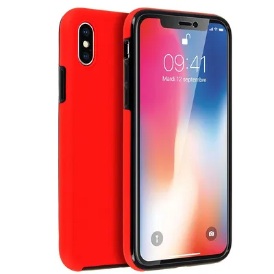 Avizar Schutzhülle aus Silikon und Polycarbonat, 360°-Schutz, Rot für iPhone X
