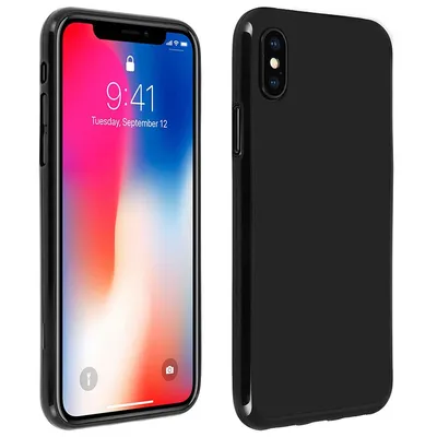 Avizar Schutzhülle aus flexiblem Silikon mit Anti-Fingerabdruck-Schutz für iPhone X, Schwarz