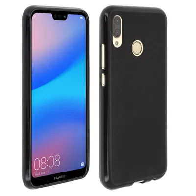 Avizar Schwarze flexible Silikonhülle für Huawei P20 Lite