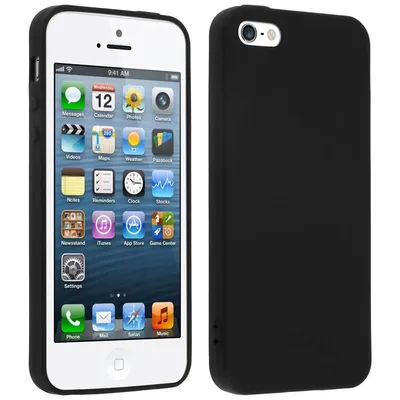 Avizar Ultradünne, mattschwarze Silikon-Schutzhülle für iPhone 5 / iPhone 5S / iPhone SE