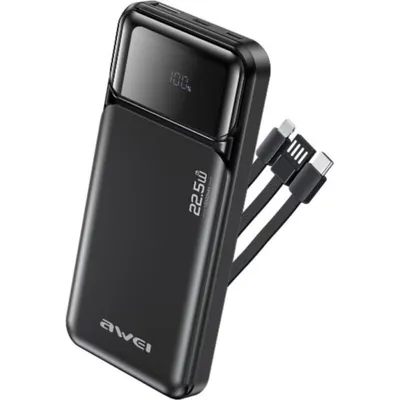 Powerbank Awei PA-91 10000 mAh 22.5W Carga Rápida USB-C USB-A Schwarz