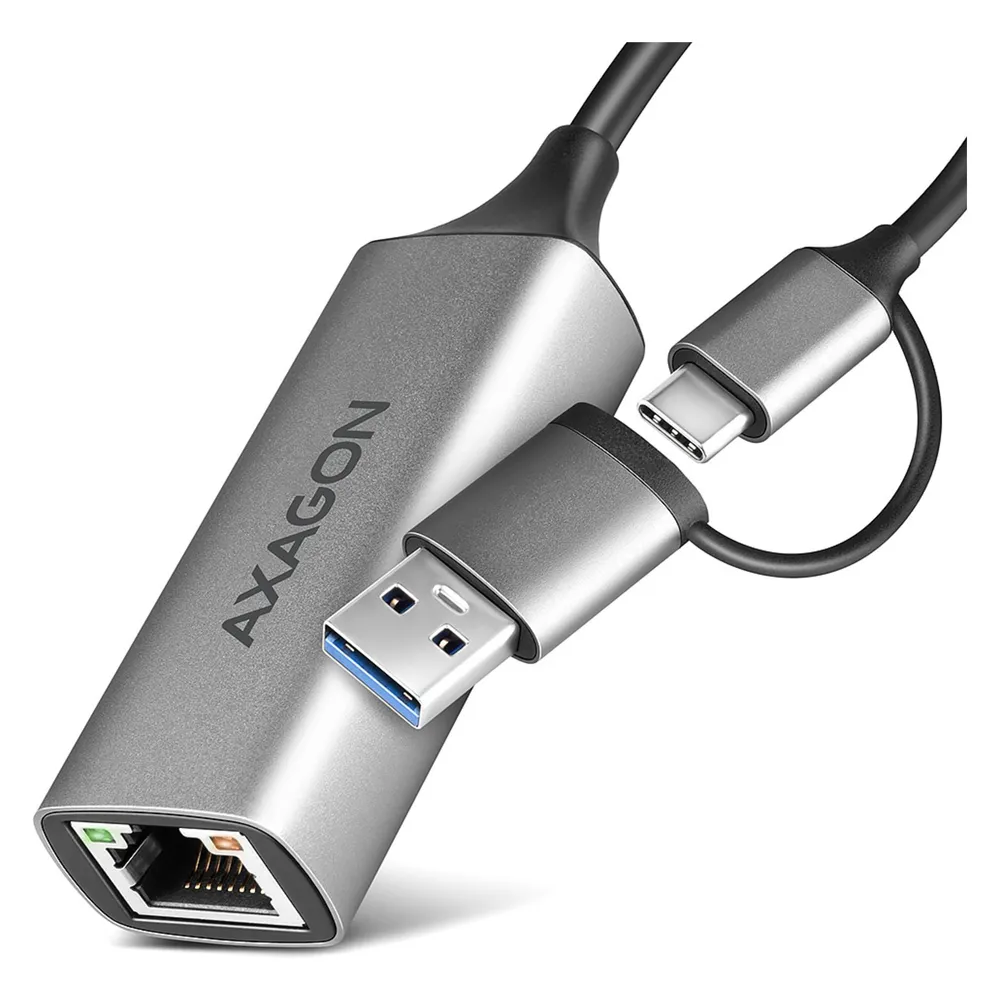 Axagon ADE-TXCA, USB-C + USB-A 3.2 Gen 1 - Gigabit Ethernet s????ov?? karta, Asix AX88179, auto instal