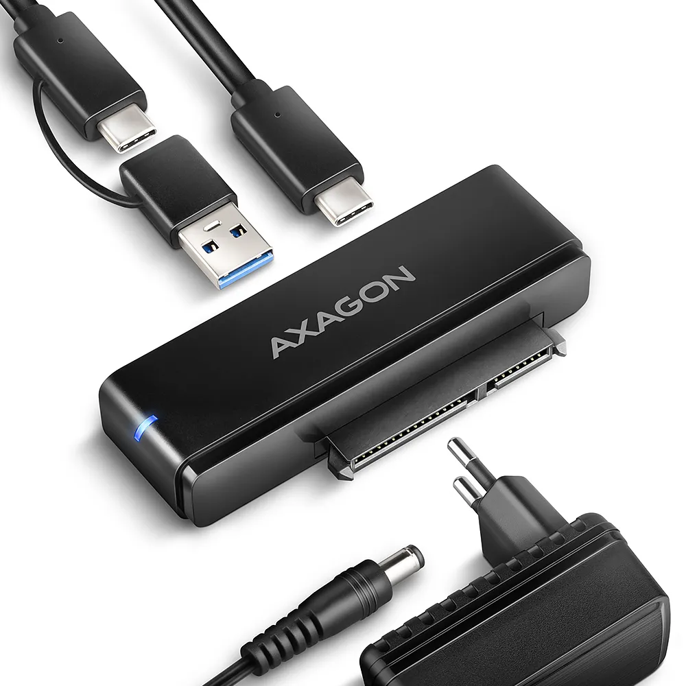 Adapter Axagon ADSA-FPX USB-C SATA 2,5 3,5 Zoll Netzteil Inklusive