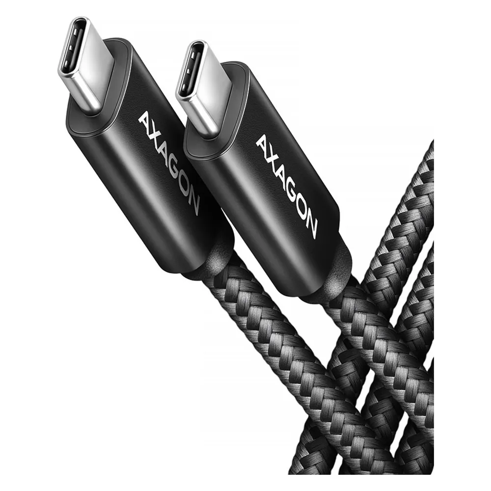 Axagon BUCM4X-CM10AB Kabel USB-C - USB-C, USB4 Gen 3x2 1m, PD 240W, 8K HD, ALU, oplot Czarny