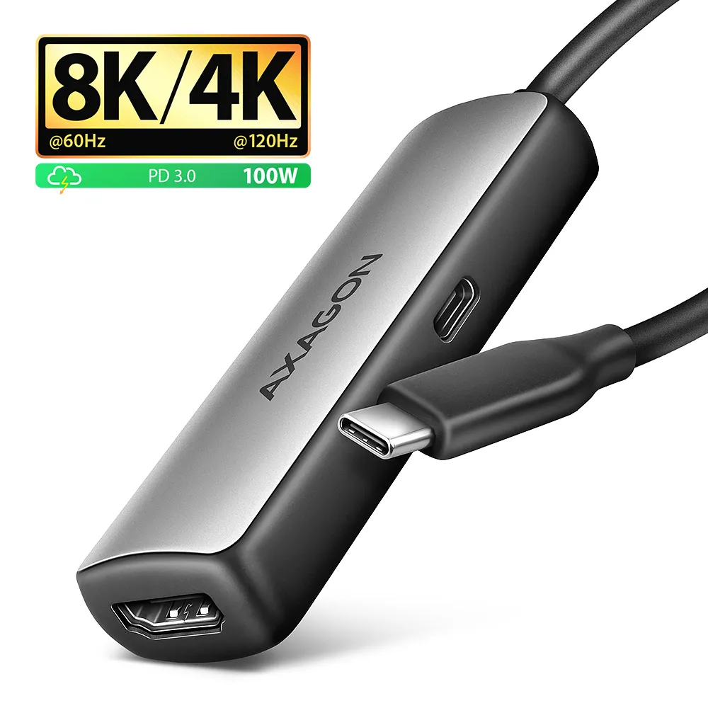 Adapter AXAGON RVC-HI8KPD USB-C HDMI 8K HDR10+ PD100W