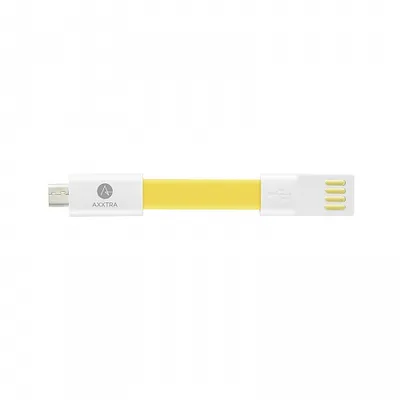 Schlüsselanhänger mit Datacable micro-USB 9cm weiß-gelb