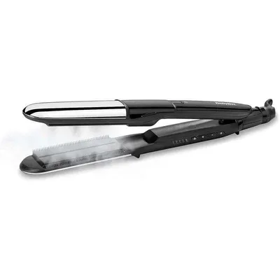 Keramik-Glätteisen BaByliss Steam Shine 230ºC 5 Temperaturstufen Ionen Breite Platten Schwarz Silber