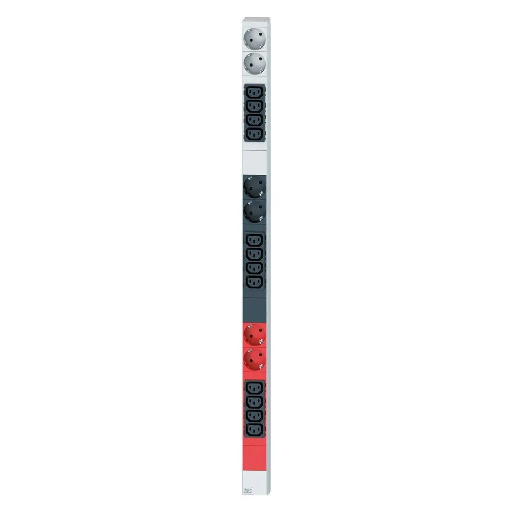 Bachmann IT PDU ALU 0HE 12x C13 6x Schutzkontakt 3x 16A CEE rot