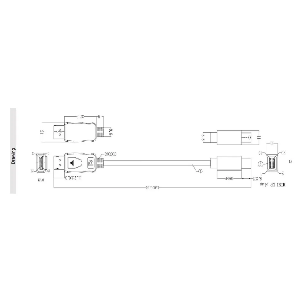 Bachmann Mini DisplayPort Kabel 1,5m Seite1/2: Mini DP