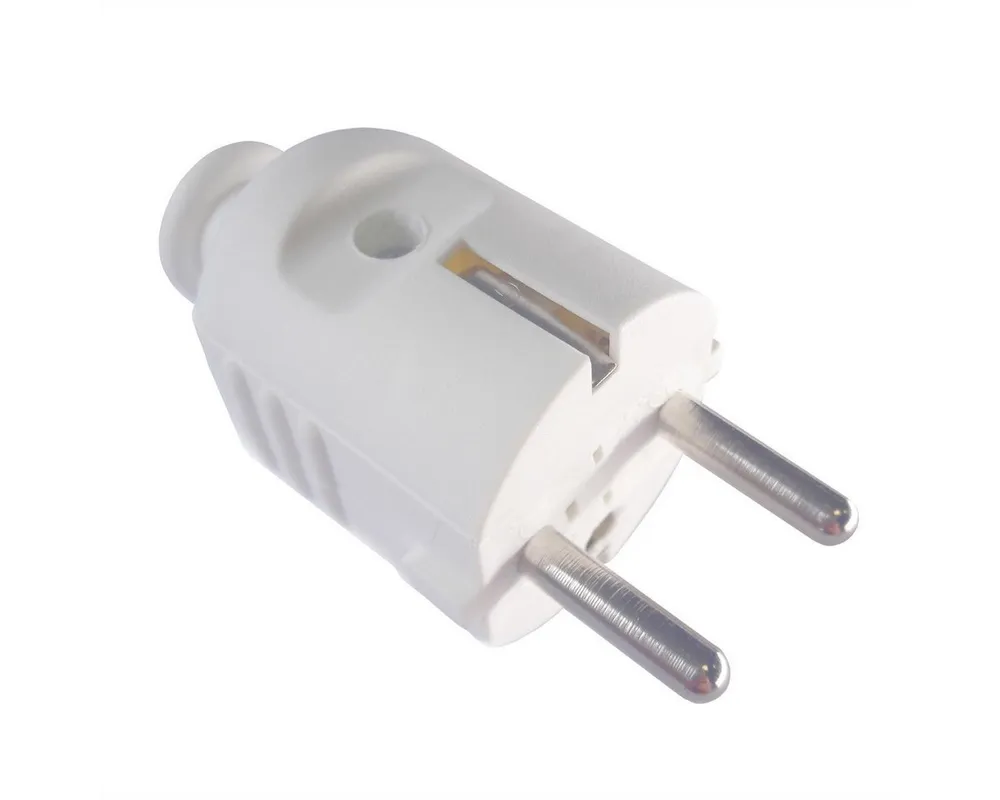 Bachmann Schutzkontaktstecker Stromadapter Schutzkontakt, CEE 7/7, Typ-E/F, 0 cm, zentral weiß bruchfest montierbar, 910.270