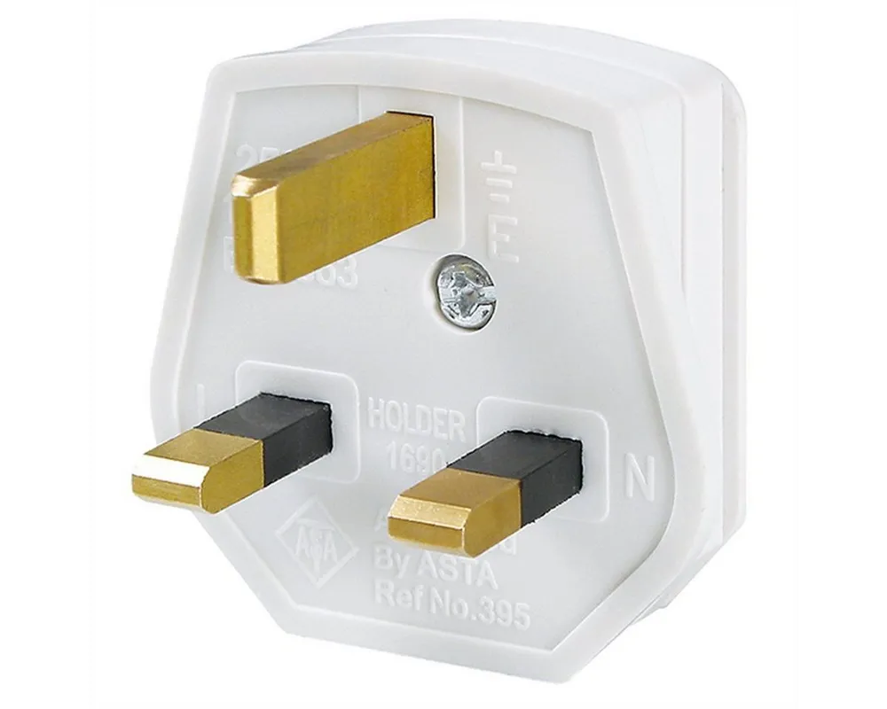 Bachmann Schutzkontaktstecker Stromadapter BS 1363, Typ-G, 0 cm, England UK 13A / 250V weiß, 13A Fuse, 910.276
