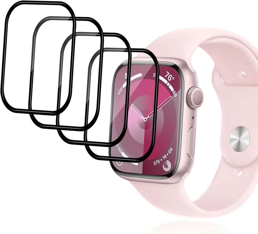 Baker Displayschutzfolie 4x Schutzfolie für Apple Watch 1/2/3/4/5/6/7/8/9 SE Ulra Ultra2 für 38mm, 40mm, 41mm, 42mm, 44mm, 45mm, 49mm, (4 Pack)