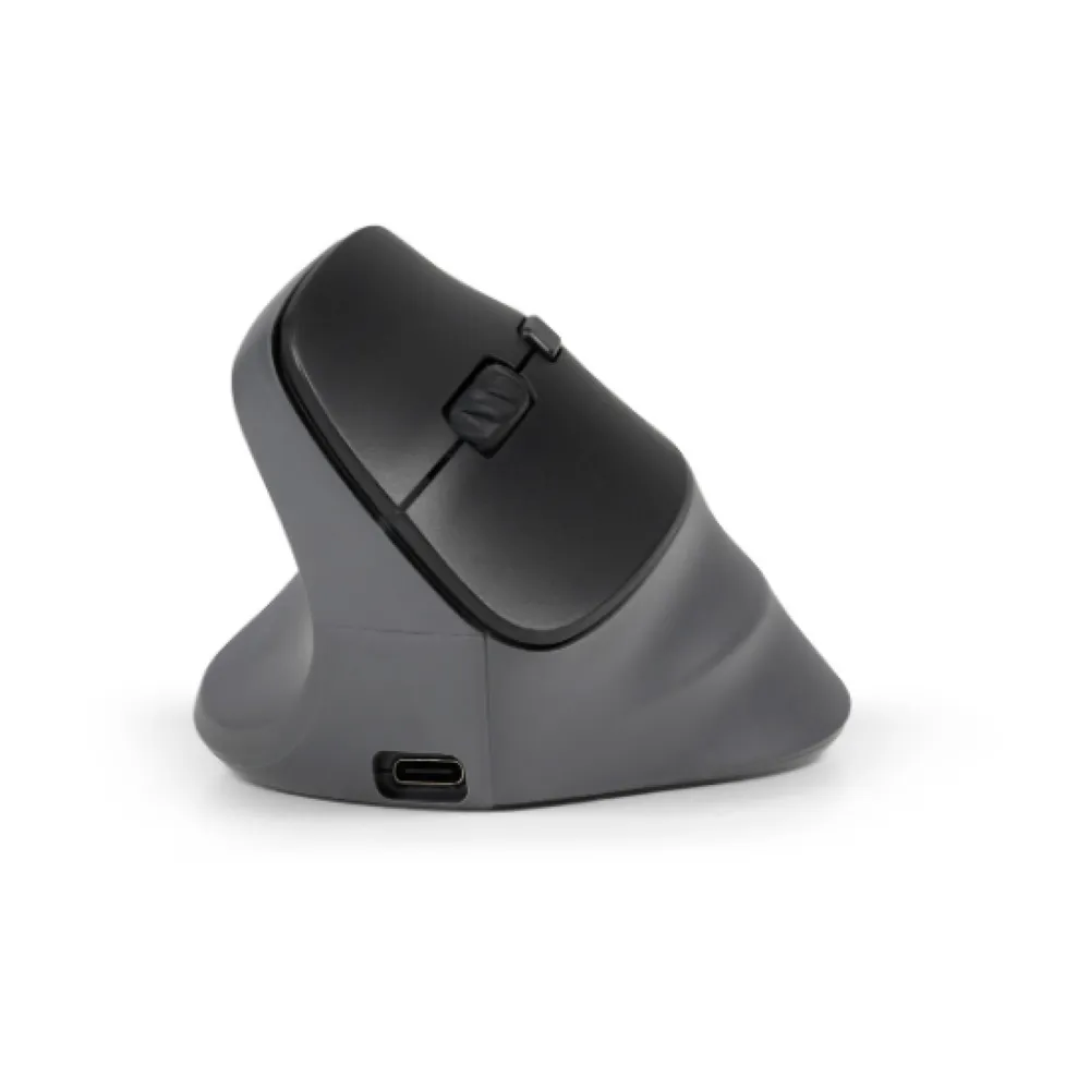 Maus BakkerElkhuizen PRF Pro Kabellos USB-C 2400DPI Schwarz Grau Vertikal Linkshänder