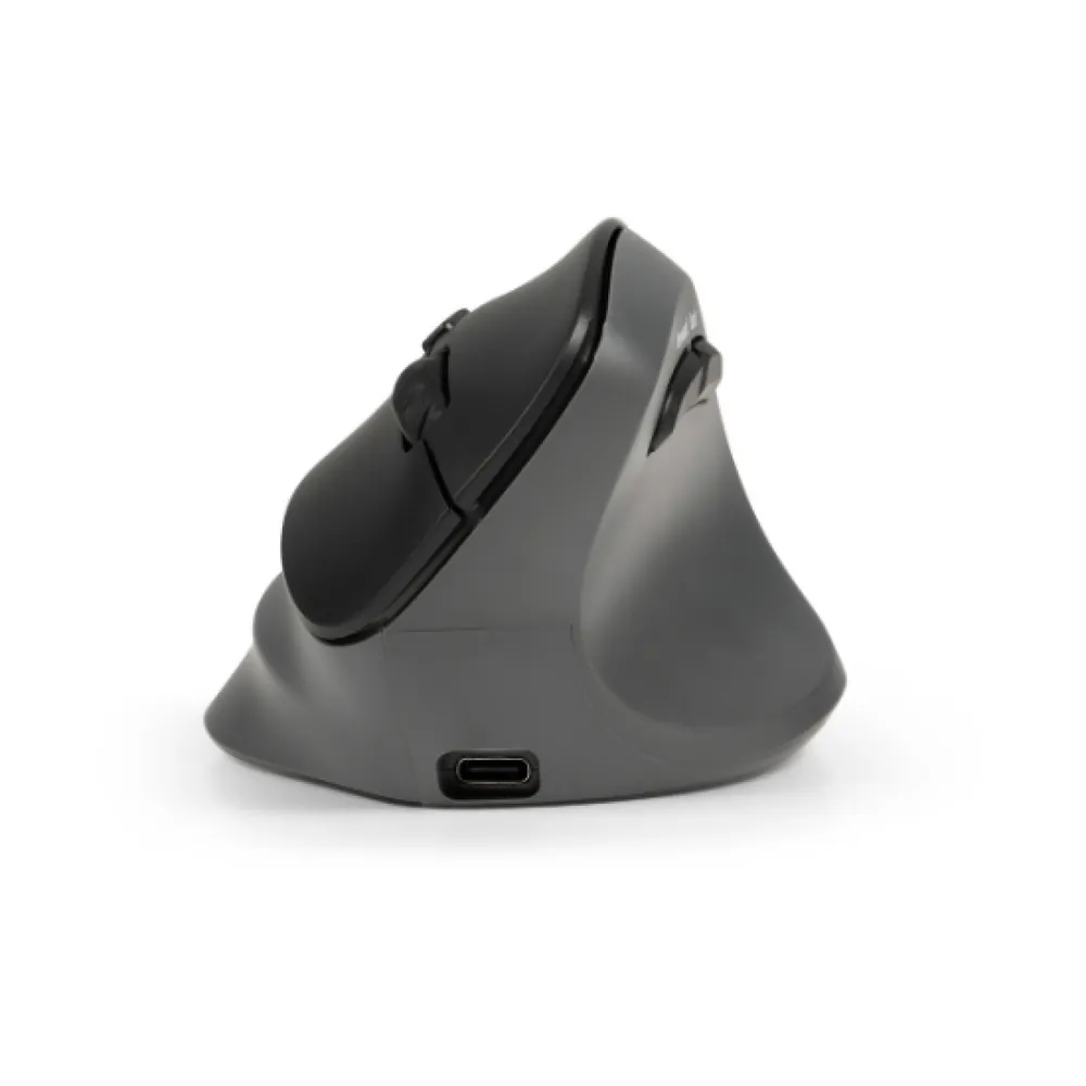 Ratón BakkerElkhuizen PRF Pro Kabellos USB-C 2400DPI Schwarz Grau Vertikal Wiederaufladbar