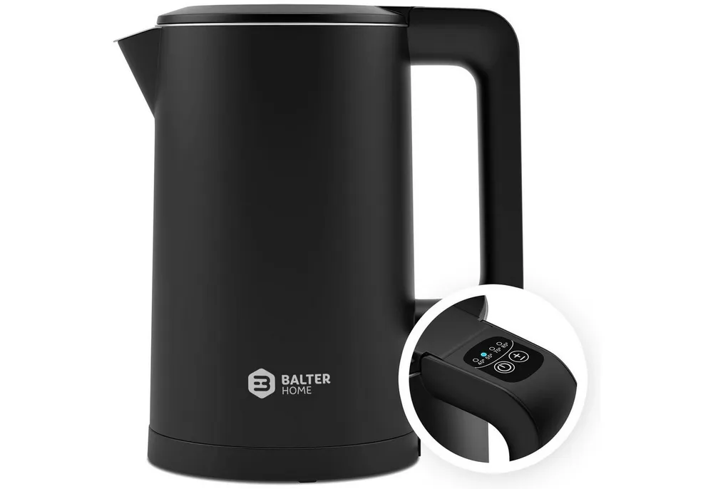 Balter Wasserkocher Wasserkocher WK-04-Touch-BL, 1.7 l, 1800 W, Temperatureinstellung, Doppelwanddesign, Berührungssicher