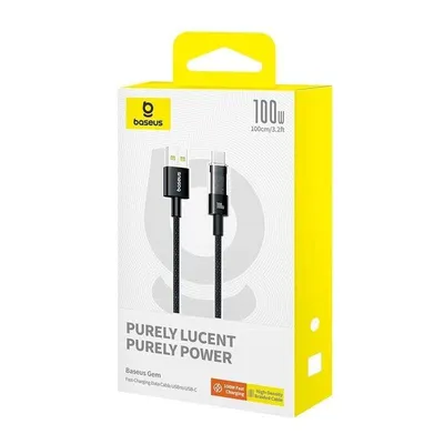 Ladekabel Baseus Gem USB-A auf USB-C 1 m 100 W Nylon Schwarz Schnellladung