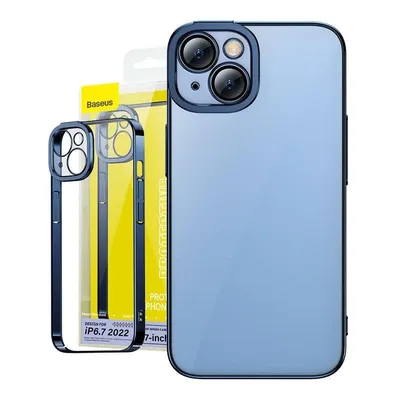 Baseus Glitter Transparente Hülle mit Blauem Panzerglas für iPhone 14 Plus
