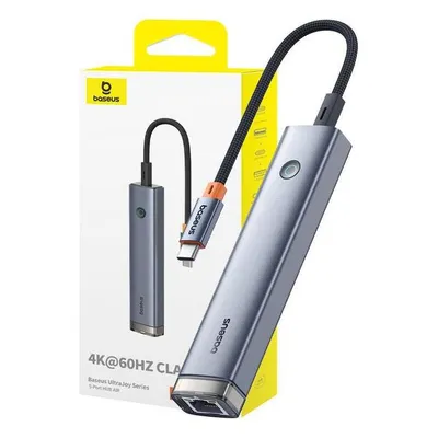 Baseus 5-Port HUB AIR UltraJoy Series Type-C - HDMI, USB3.0x2, PD, RJ45 (grey)