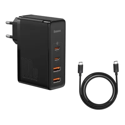 Baseus GaN2 Pro 100W 2 USB-C 2 USB-A Ladegerät, Schnellladung und 1m USB-C Kabel inklusive