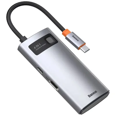 Baseus Metal Gleam Series Hub 4 in 1 USB-C auf 3 x USB + HDMI Grau