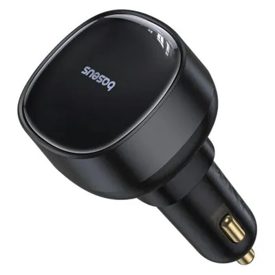 Baseus Enjoyment Pro Car Charger U+Retractable iP Cable 55W Cluster - Black