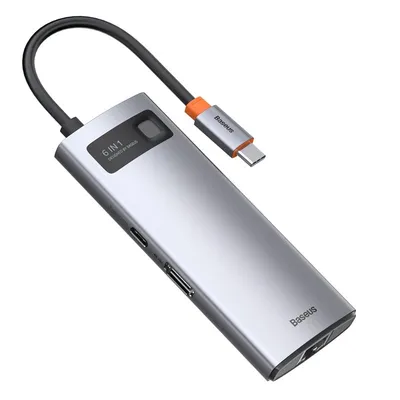 Baseus Metal Gleam USB-C Dock 100W 4K Ultra HD Ethernet 1000Mbps Grau
