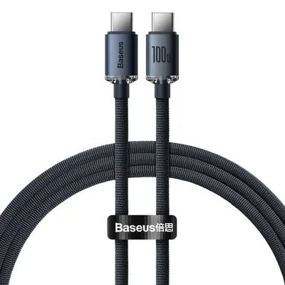 Baseus Crystal Shine Geflochtenes Kabel USB-C auf USB-C 100W 1,2m Schwarz