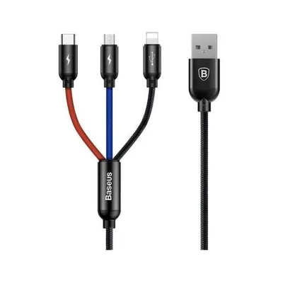USB Kabel Baseus CAMLT-BSY01 3in1 1.2m USB A auf Type-C/Lightning/Micro USB 3.5A Multicolor