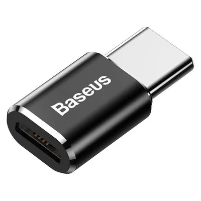 Baseus ABMU24ABK microUSB auf Typ-C Adapter Schwarz Silber kompakt widerstandsfähig