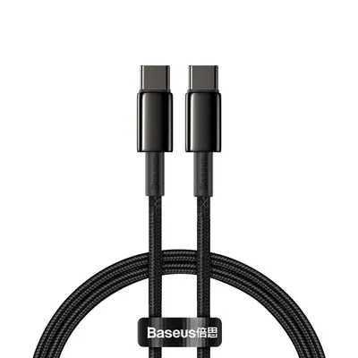 Cabo Baseus Tugsten Gold 100 W USB-C auf USB-C 1 m Schwarz