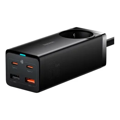 Baseus GaN3 Pro Ladegerät PSZM000901 65W 2x USB-C 2x USB-A AC-Steckdose Erweiterter Schutz Schwarz