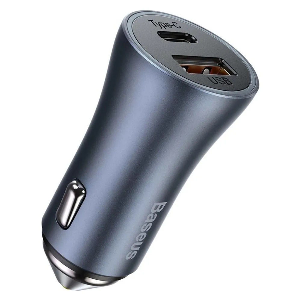 Baseus Golden Contactor Pro car charger, USB + USB-C, QC4.0+, PD, SCP, 40W (gray)