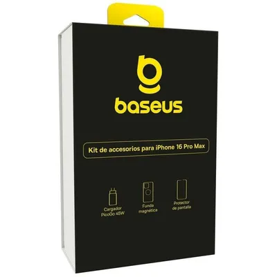 Kit Baseus iPhone 16 Pro Max 45W Ladegerät Hülle Panzerglas