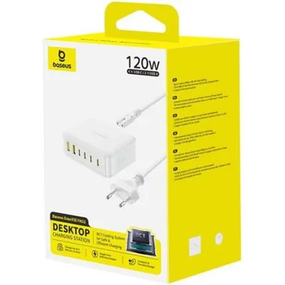 Ladegerät Baseus EnerFill FH21 120W 6 Ports GaN Weiß