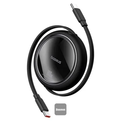 USB-C Kabel BASEUS Free2Pull Retractable 1m 60W Schnellladen Schwarz
