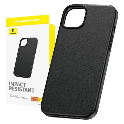 Baseus Phone Case for iPhone 15 Pro Fauxther Series (Black)