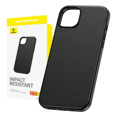 Baseus Fauxther PU Leder schwarze dünne robuste Hülle für iPhone 15 Pro Max