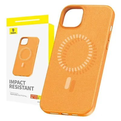 Baseus Magnetic Phone Case for iPhone 15 Pro Fauxther Series (Orange)