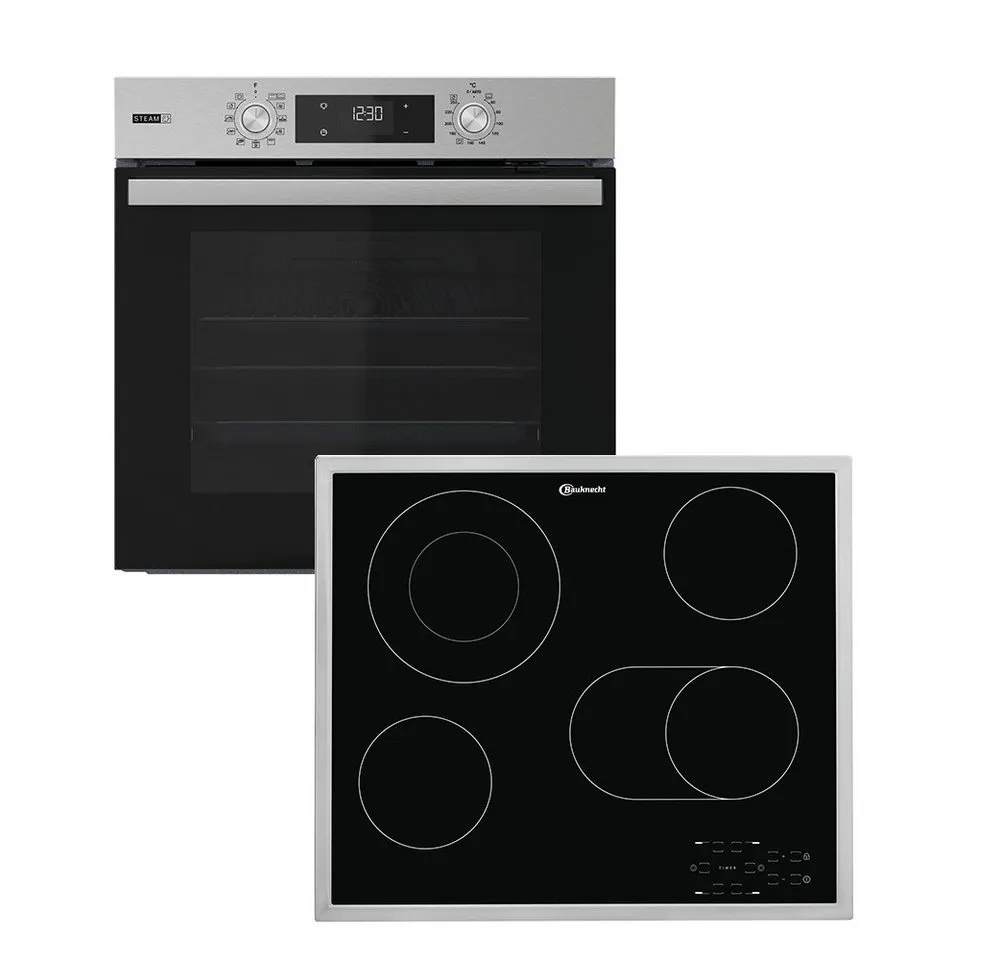 BAUKNECHT Backofen-Set BAKO 760 Steam, mit 1-fach-Teleskopauszug, Hydrolyse, GentleSteam – für ein saftiges Inneres und ein knuspriges Äußeres