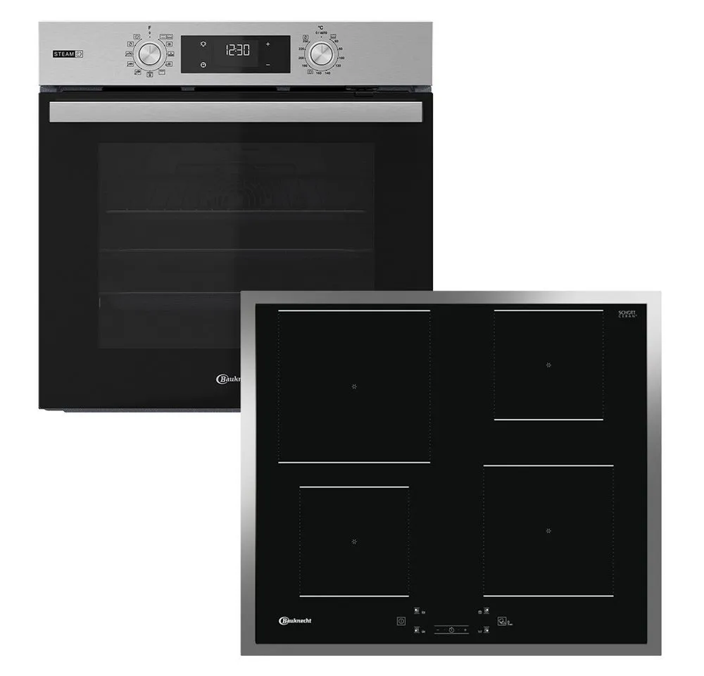 BAUKNECHT Backofen-Set BAKO 780 Steam IND IN, mit 1-fach-Teleskopauszug, Hydrolyse, GentleSteam – für ein saftiges Inneres und ein knuspriges Äußeres