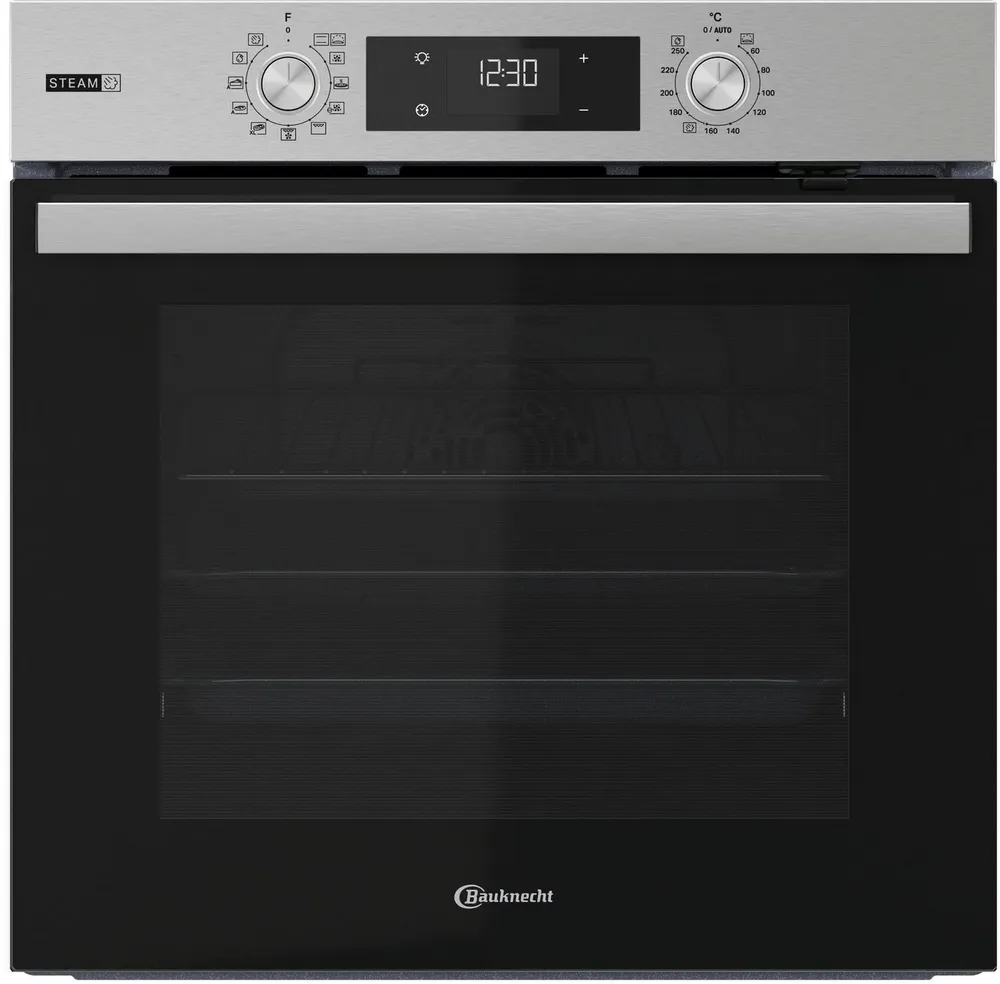 BAUKNECHT Einbaubackofen BBA2S85HU1, mit 1-fach-Teleskopauszug, GentleSteam – für ein saftiges Inneres und ein knuspriges Äußeres