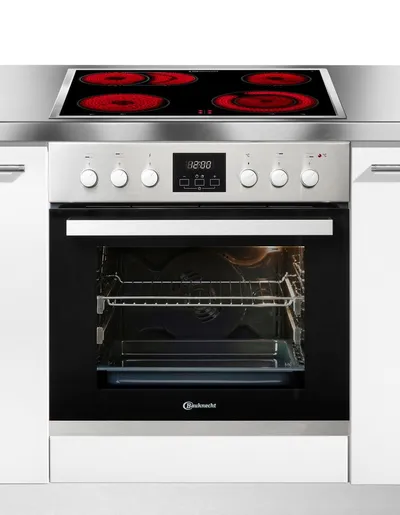 BAUKNECHT Elektro-Herd-Set Heko Lambada, mit 2-fach-Teleskopauszug, Hydrolyse, PowerHeißluft – Kochen, Backen und Braten ganz ohne Vorheizen