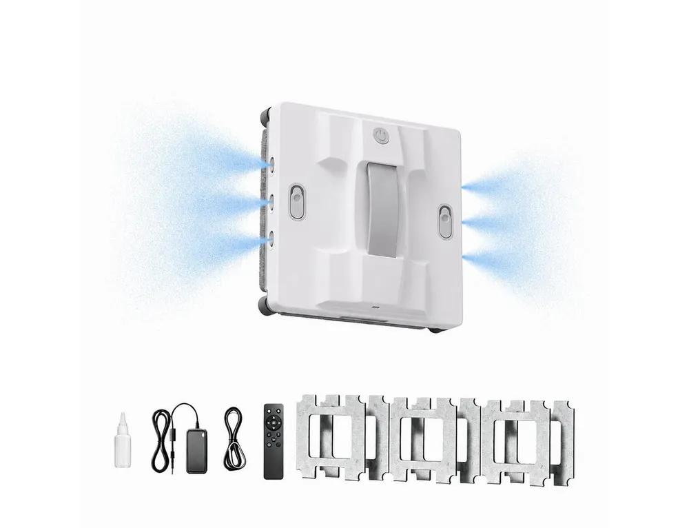 BBG Fensterputzroboter Automatischer Glasreiniger mit Sprühfunktion,6 Düsen,5600Pa Saugkraft, (automatische Rückkehr zum Startpunkt, App & Fernbedienung) intelligente Routenplanung, Sicherheitsseil