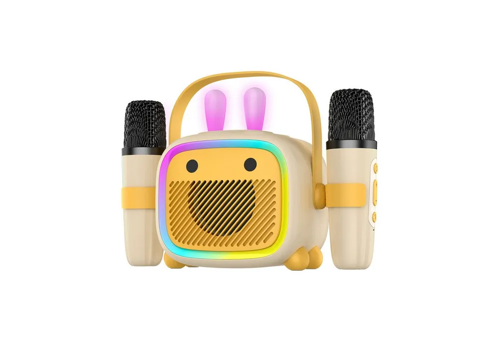 BBG Karaoke-Set für Kinder mit kabellosem Mikrofon & lustigem Design Karaoke-Maschine (5 W, Tragbarer Bluetooth-Lautsprecher mit Lichtshow und Stimmverzerrer)