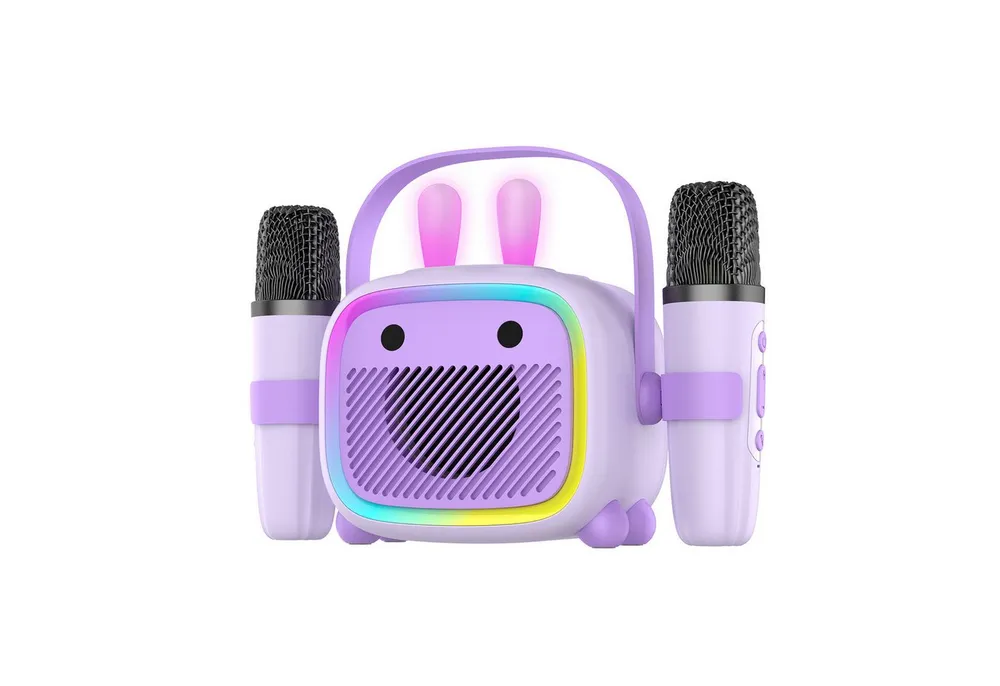 BBG Karaoke-Set für Kinder mit kabellosem Mikrofon & lustigem Design Karaoke-Maschine (5 W, Tragbarer Bluetooth-Lautsprecher mit Lichtshow und Stimmverzerrer)
