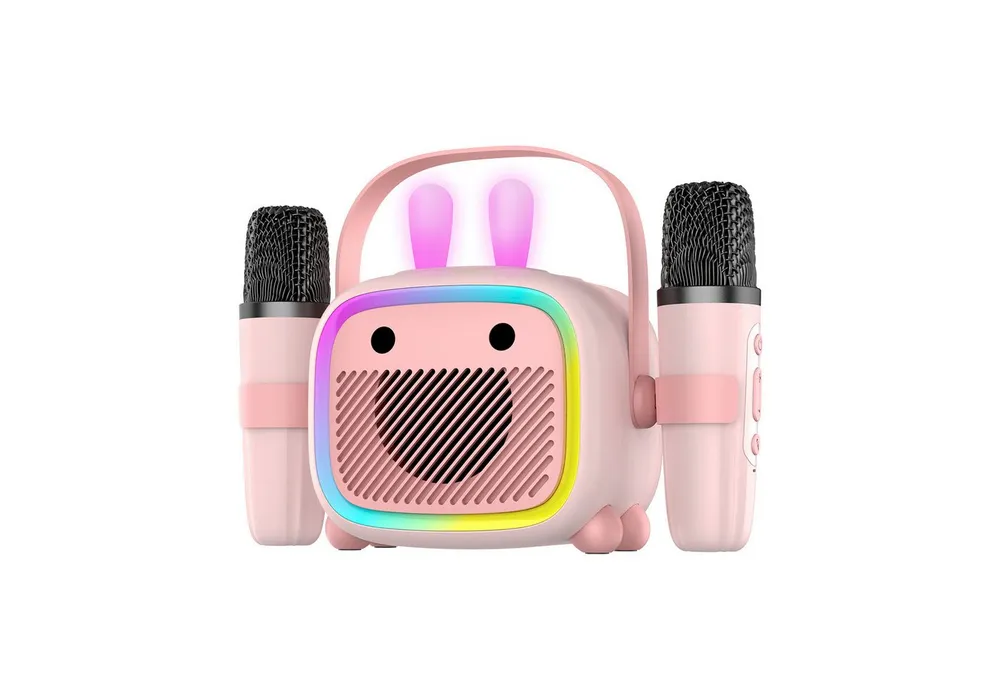 BBG Karaoke-Set für Kinder mit kabellosem Mikrofon & lustigem Design Karaoke-Maschine (5 W, Tragbarer Bluetooth-Lautsprecher mit Lichtshow und Stimmverzerrer)