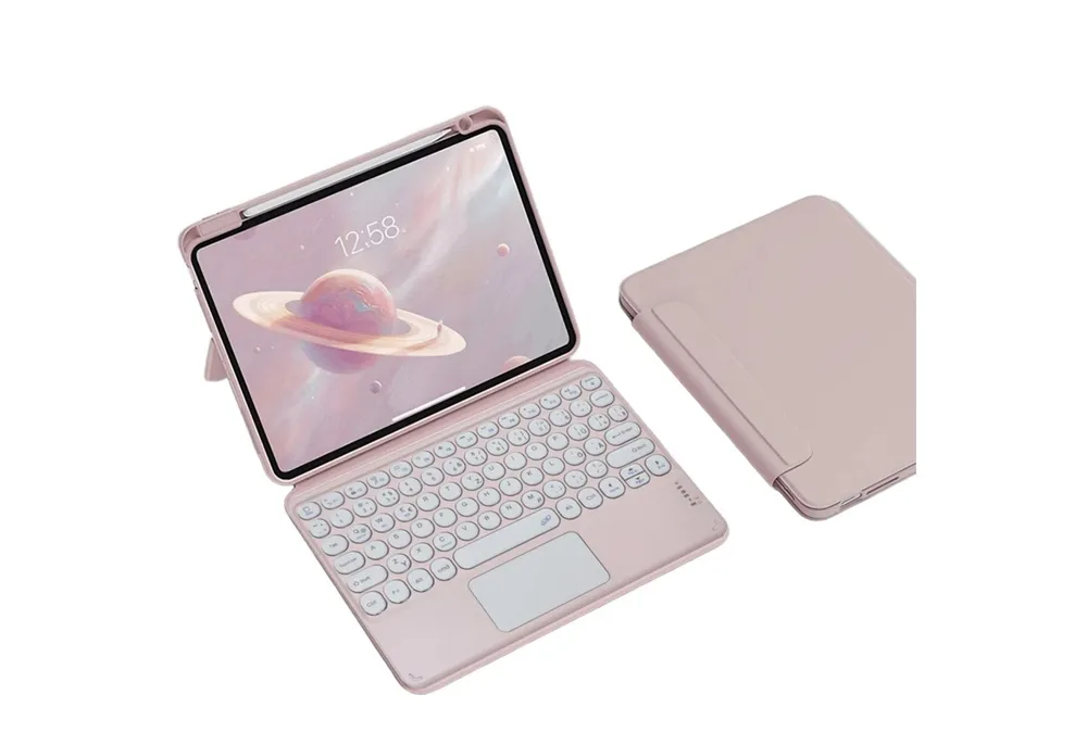 BBG Magnetische iPad Tastatur Hülle mit Touchpad, Abnehmbar iPad-Tastatur (Bluetooth QWERTZ Rundtasten, Pencil Halter)