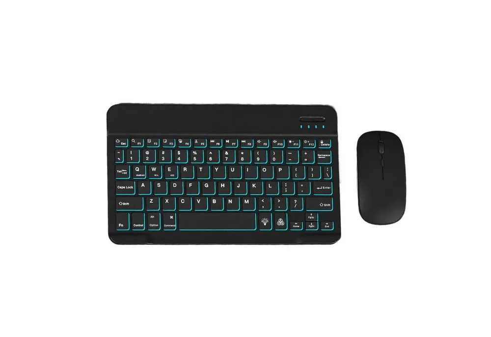 BBG RGB Bluetooth Tastatur mit Maus Set, Kabellos, Wiederaufladbar Ultra-Slim-Bluetooth-Tastatur (Leise Beleuchtet, Multi-Device)